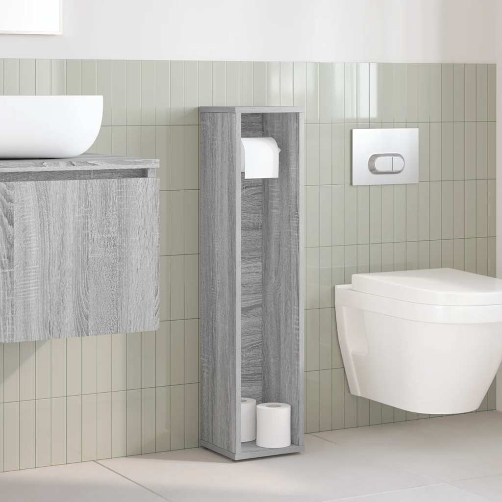 Badezimmerschrank mit Rollenhalter Grau Sonoma 20,5x20x90 cm