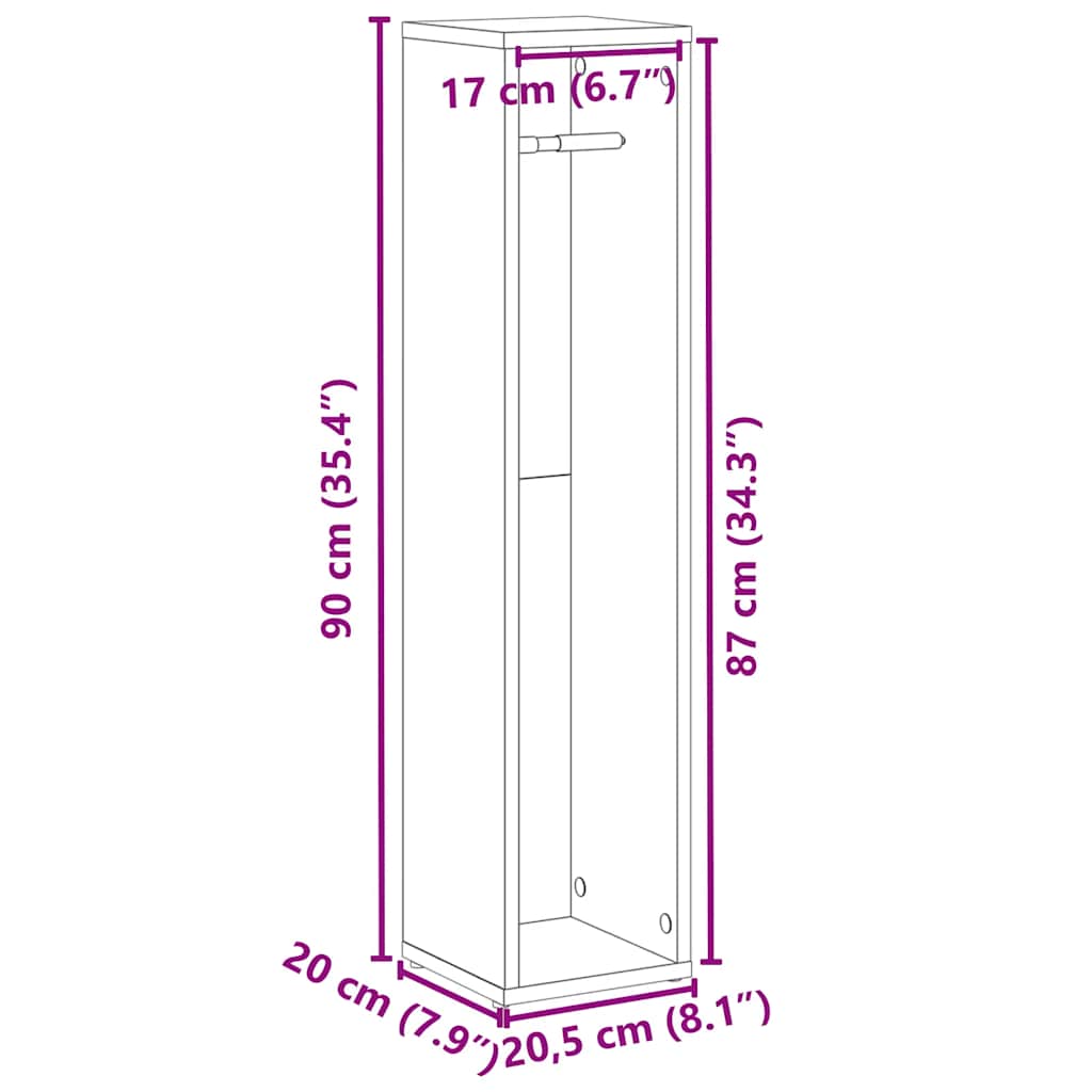 Badezimmerschrank mit Rollenhalter Artisan Oak 20,5x20x90 cm