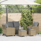 6-tlg. Garten-Sofagarnitur mit Kissen Beige Poly Rattan