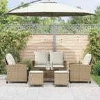 6-tlg. Garten-Sofagarnitur mit Kissen Beige Poly Rattan