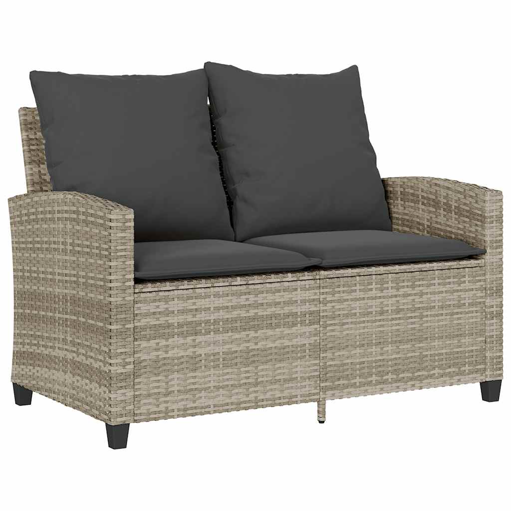 6-tlg. Garten-Sofagarnitur mit Kissen Hellgrau Poly Rattan
