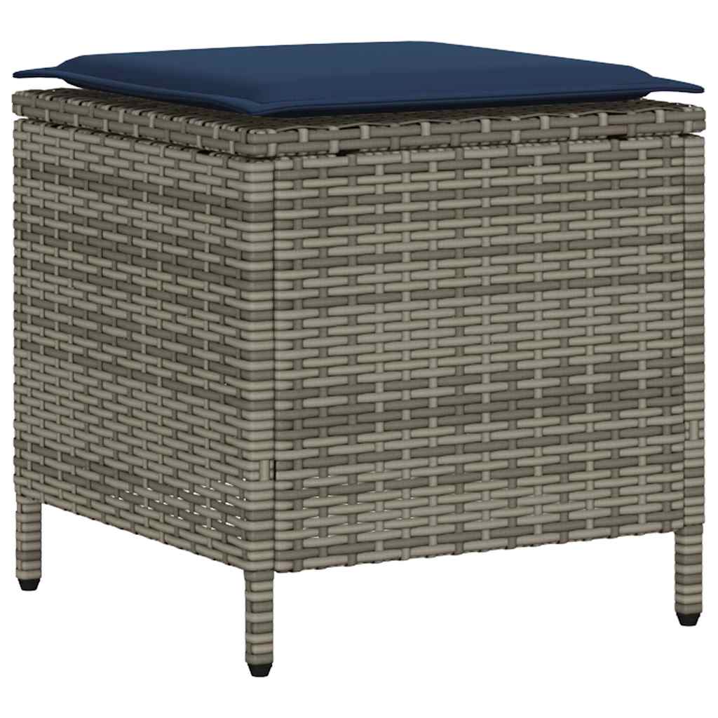 6-tlg. Garten-Sofagarnitur mit Kissen Grau Poly Rattan