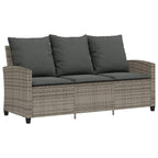 6-tlg. Garten-Sofagarnitur mit Kissen Grau Poly Rattan