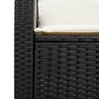 Gartensofa 2-Sitzer mit Kissen & Tisch Schwarz Poly Rattan