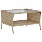 Gartensofa 2-Sitzer mit Kissen & Tisch Beige Poly Rattan