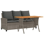 Gartensofa 3-Sitzer mit Kissen & Tisch Grau Poly Rattan