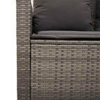 Gartensofa 3-Sitzer mit Kissen & Tisch Grau Poly Rattan