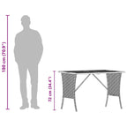 Gartentisch mit Akazienholzplatte Grau 105x75x72cm Poly Rattan