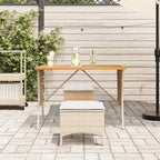Gartentisch mit Akazienholzplatte Beige 105x75x72cm Poly Rattan