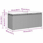 Gartenbank mit Kissen Grau 110x40x44 cm Poly Rattan