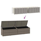 Garten-Auflagenbox Grau 220x50x58 cm Poly Rattan