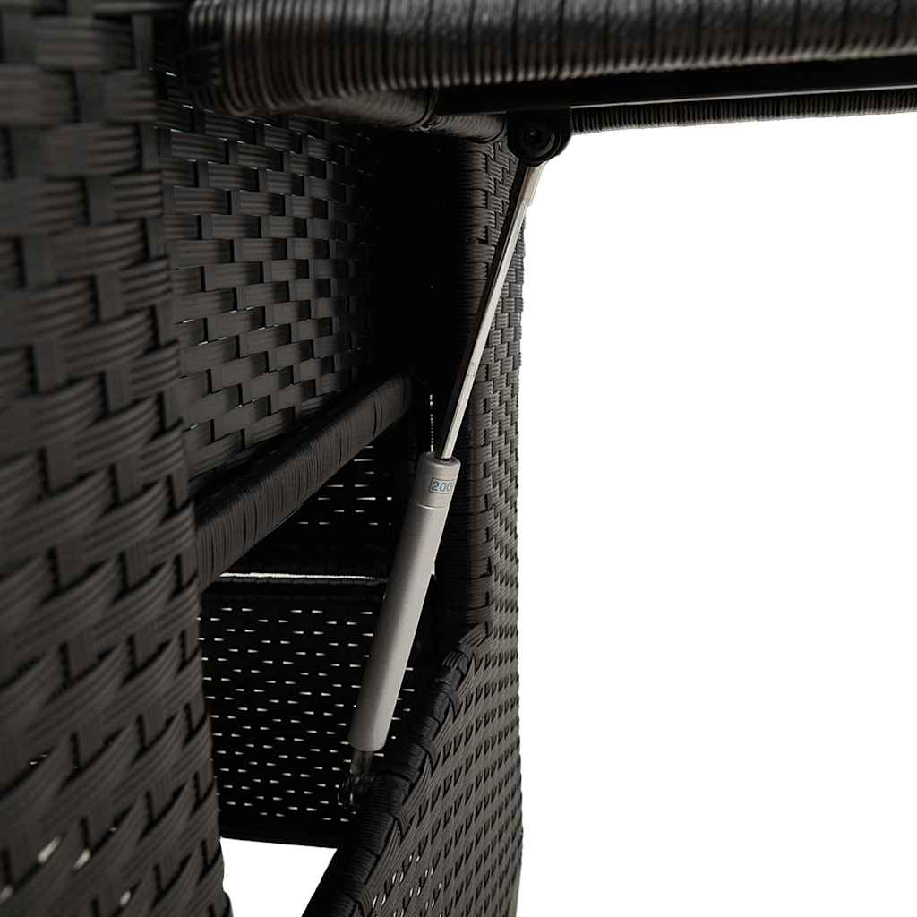 Gartensessel mit Beistelltisch Verstellbar Schwarz Poly Rattan