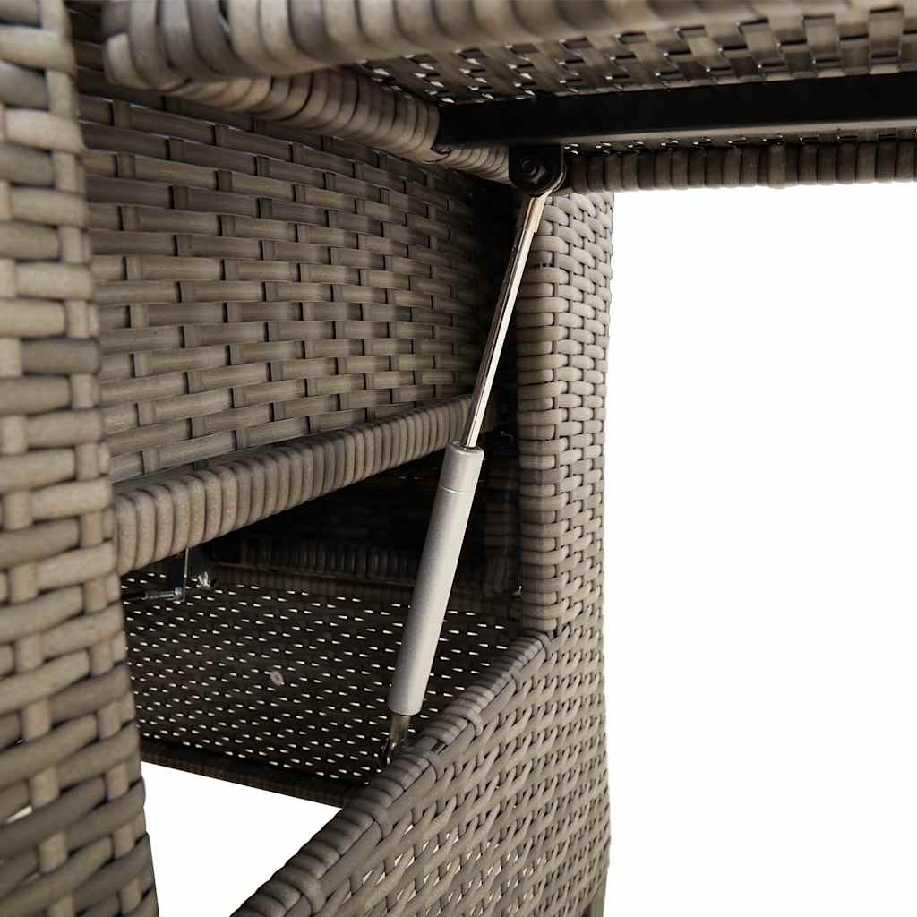 Gartensessel mit Beistelltisch Verstellbar Grau Poly Rattan