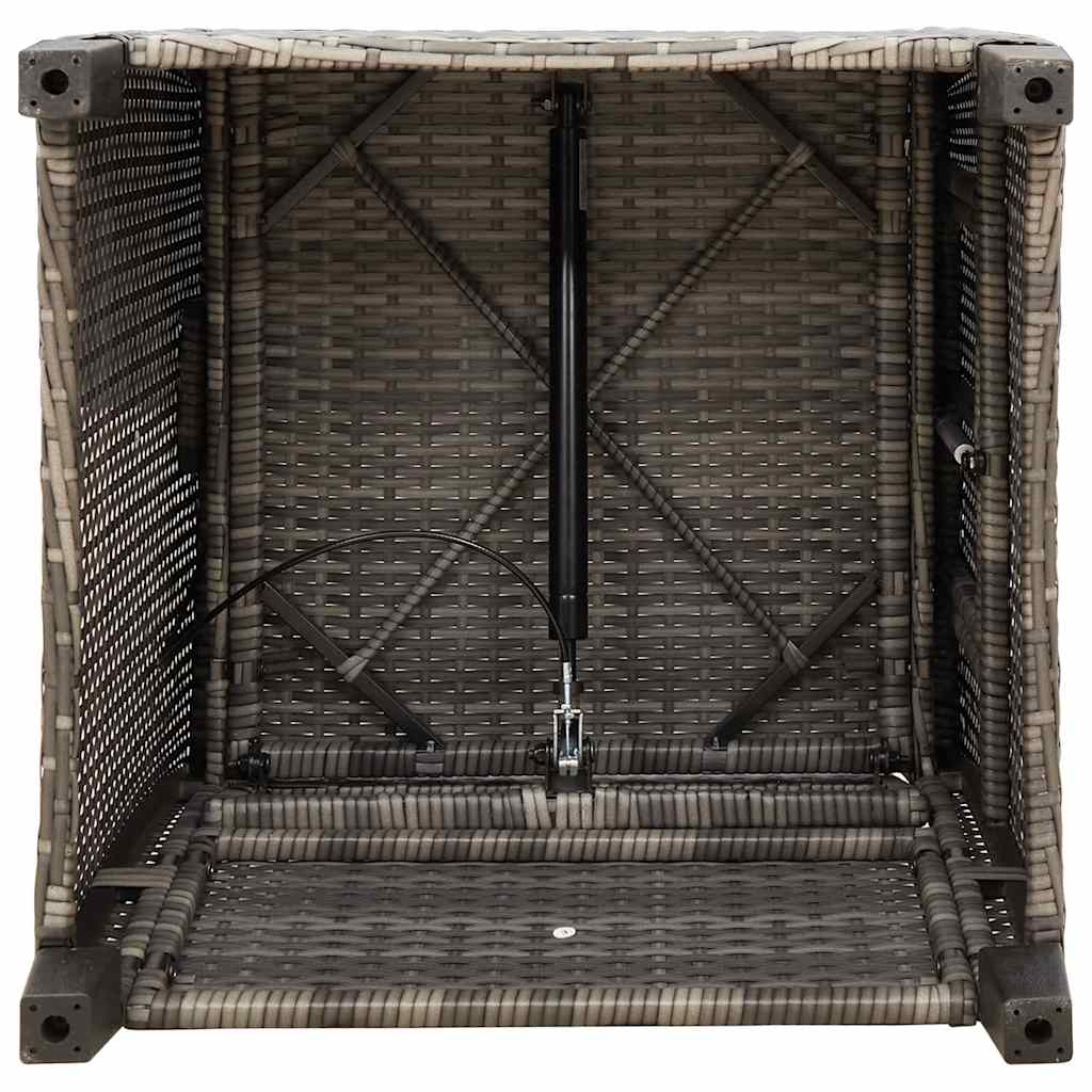 Gartensessel mit Beistelltisch Verstellbar Grau Poly Rattan
