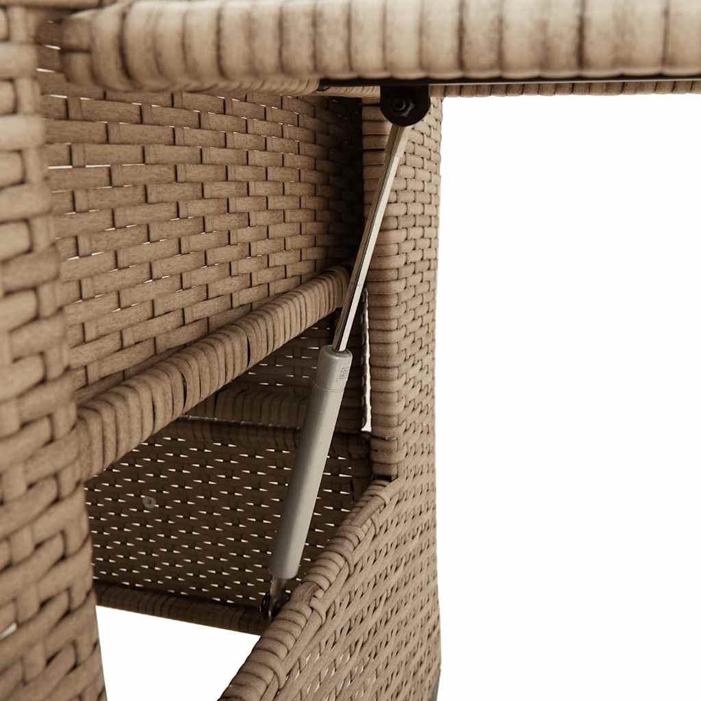 Gartensessel mit Beistelltisch Verstellbar Beige Poly Rattan
