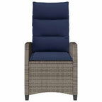 Gartensessel mit Beistelltisch Verstellbar Grau Poly Rattan