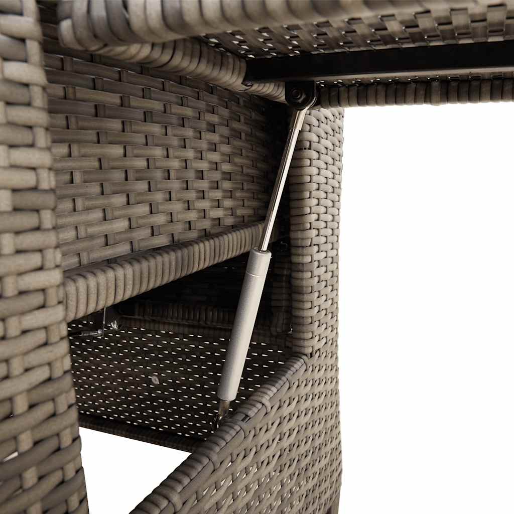 Gartensessel mit Beistelltisch Verstellbar Grau Poly Rattan