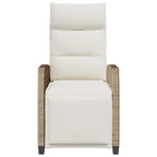 Gartensessel mit Beistelltisch Verstellbar Beige Poly Rattan