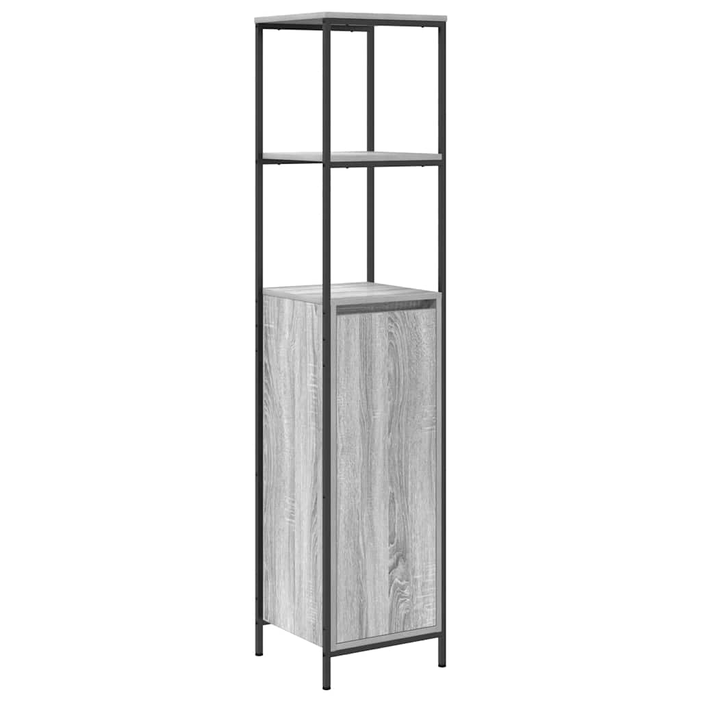 Badezimmermöbel-Set mit Regal mit Tür 5 pcs Grau Holzwerkstoff