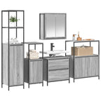 Badezimmermöbel-Set mit Regal mit Tür 5 pcs Grau Holzwerkstoff