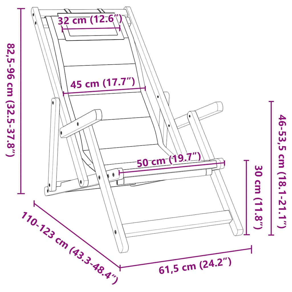 Klappstuhl mit Armlehnen Taupe Akazienholz & Textilene