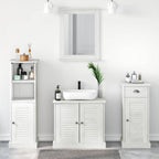Badezimmermöbel-Set 4 pcs Antik Weiß Massives Kiefernholz