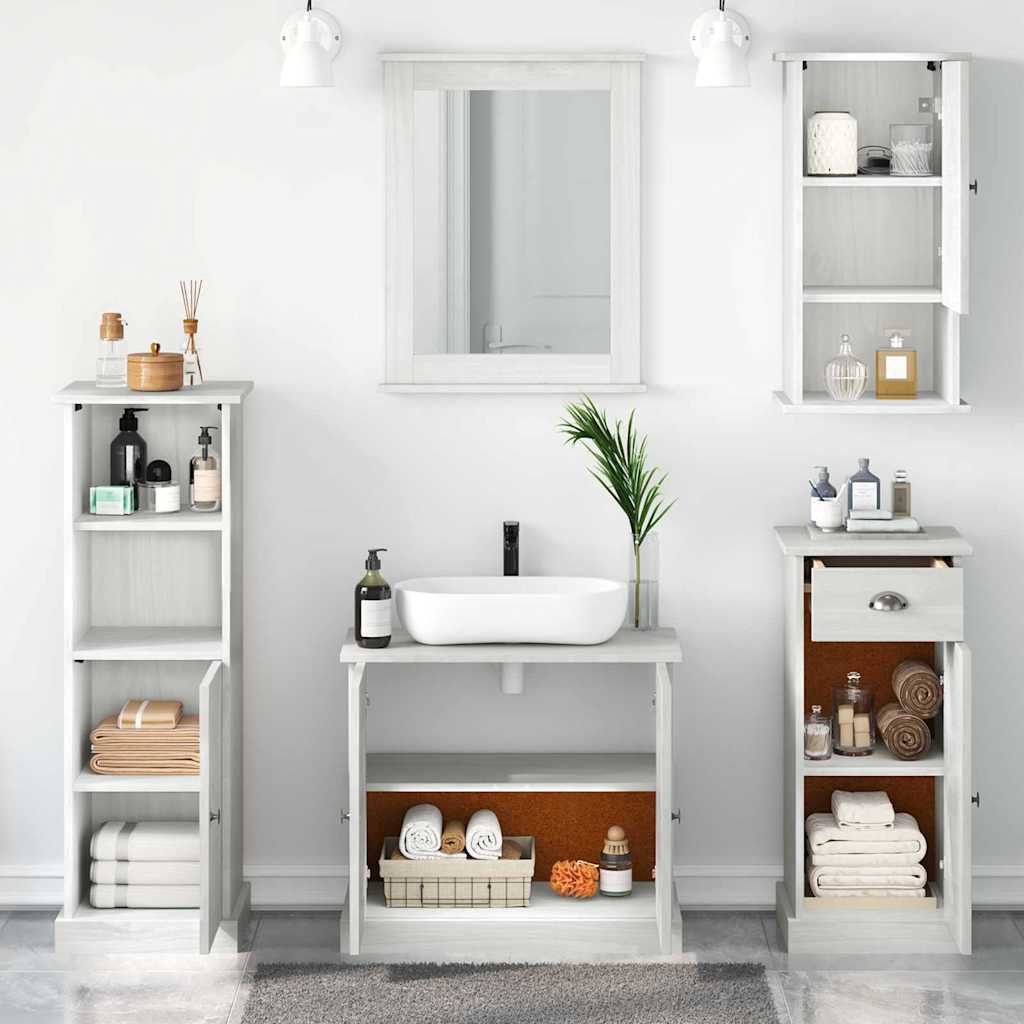 Badezimmermöbel-Set VIGO 5 pcs Antik Weiß Massives Kiefernholz