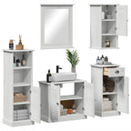 Badezimmermöbel-Set VIGO 5 pcs Antik Weiß Massives Kiefernholz