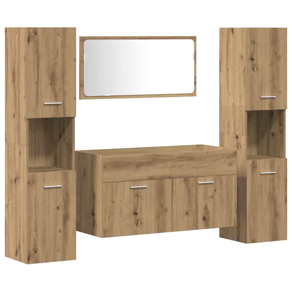 4-tlg. Badmöbel-Set Artisan-Eiche Holzwerkstoff