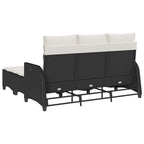 3tlg. Garten-Sofagarnitur mit Kissen L-Form Schwarz Poly Rattan