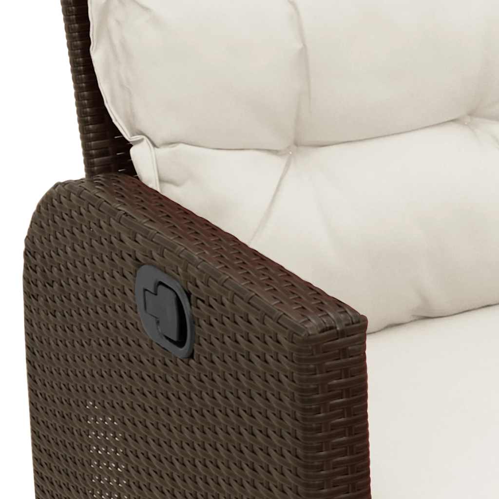 3-tlg. Garten-Sofagarnitur mit Kissen L-Form Braun Poly Rattan