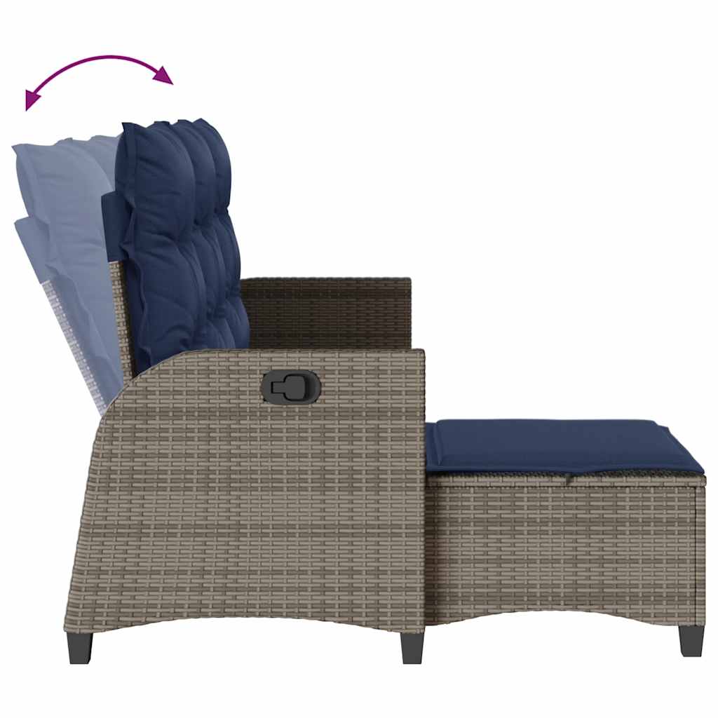 3-tlg. Garten-Sofagarnitur mit Kissen L-Form Grau Poly Rattan