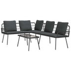 Gartensofa-set mit Kissen 2 pcs Schwarz Poly-Rattan