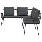 Gartensofa-set mit Kissen 2 pcs Schwarz Poly-Rattan