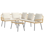 Gartensofa-set mit Kissen 2 pcs Natur Poly-Rattan