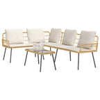 Gartensofa-set mit Kissen 2 pcs Natur Poly-Rattan