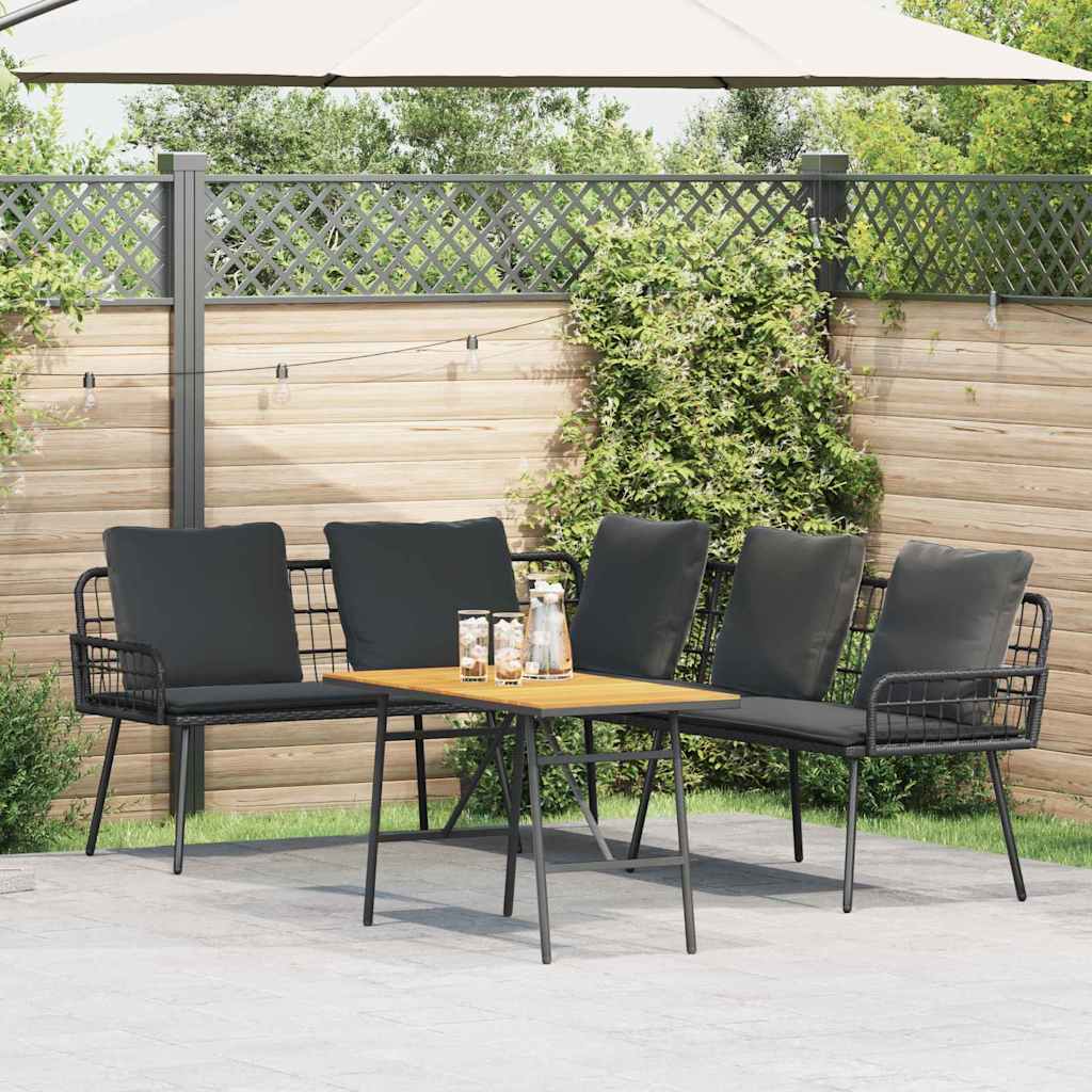 Gartensofa-set 2 pcs Schwarz Poly-Rattan