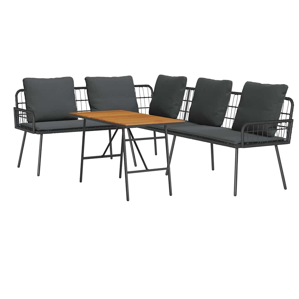 Gartensofa-set 2 pcs Schwarz Poly-Rattan