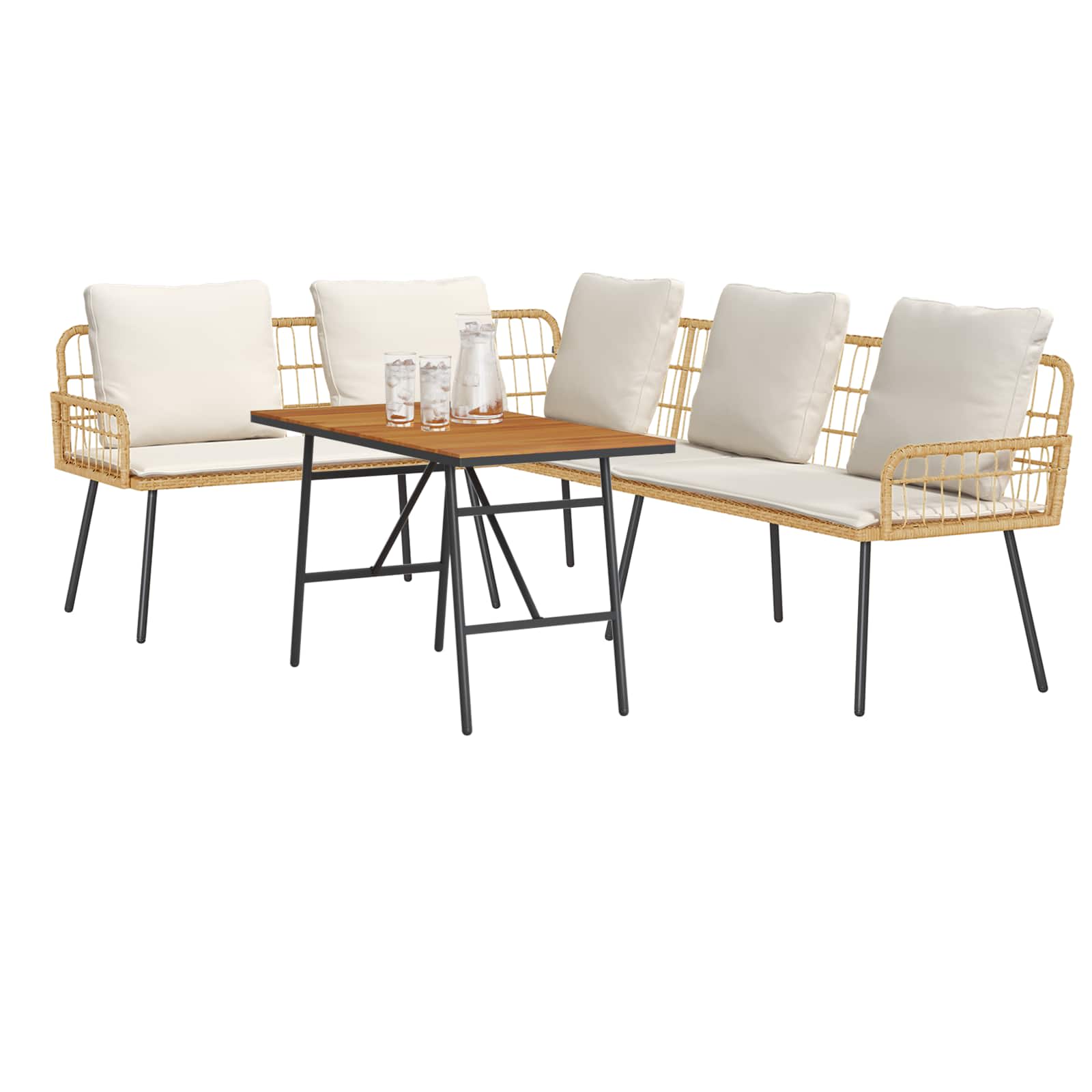 Gartensofa-set 2 pcs Beige Poly-Rattan