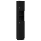 Badschrank Schwarz Eichen-Optik 32x25,5x190 cm Holzwerkstoff