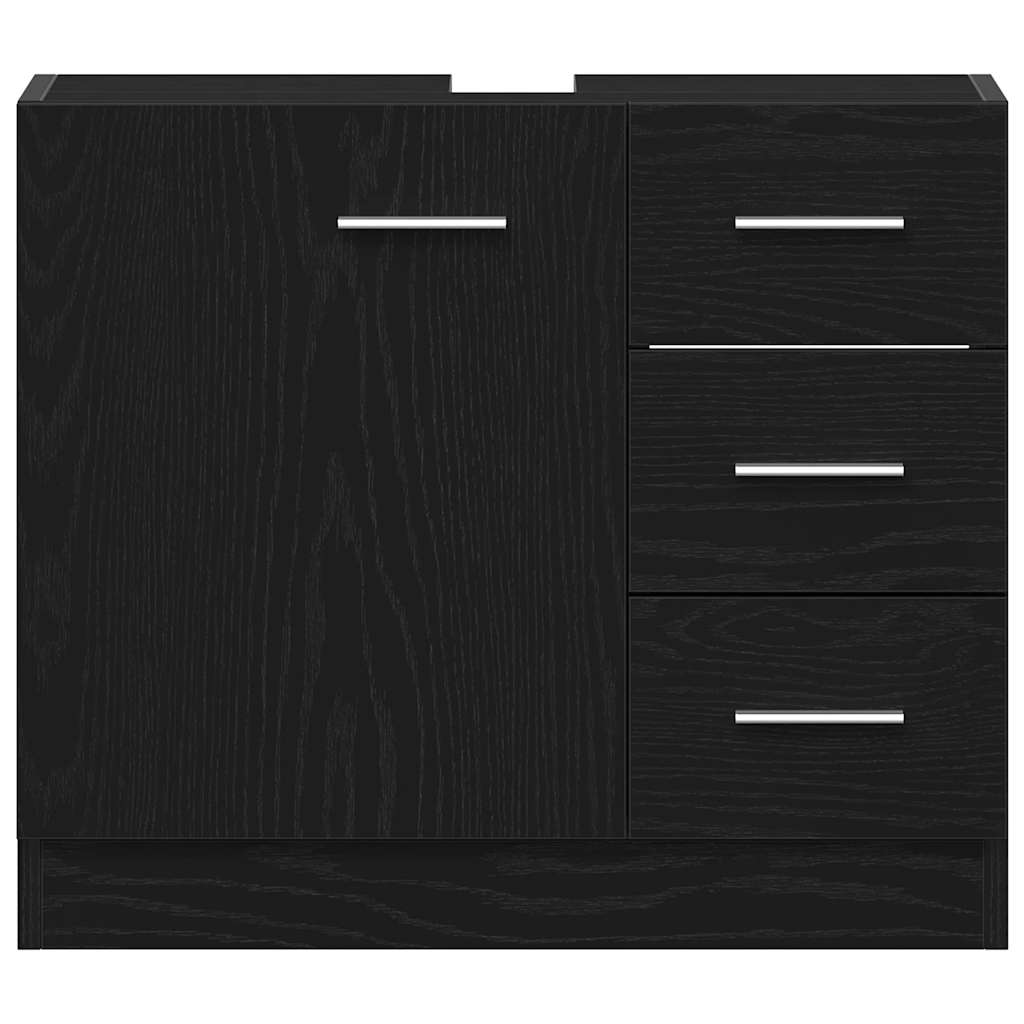 Waschbeckenunterschrank Schwarz Eichen-Optik 63x30x54 cm