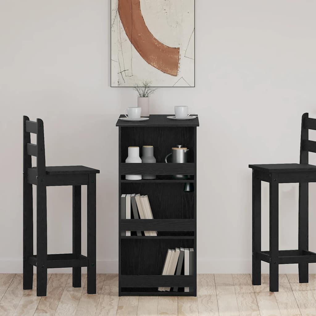 Bartisch mit Regal Schwarz Eichen-Optik 102x50x103,5 cm