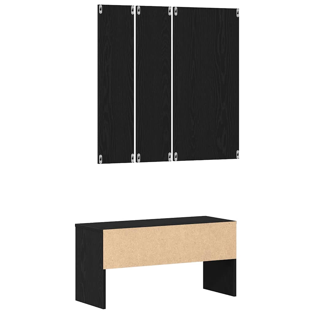 Flurmöbel-Set 4 pcs Schwarz Eichen-Optik Holzwerkstoff