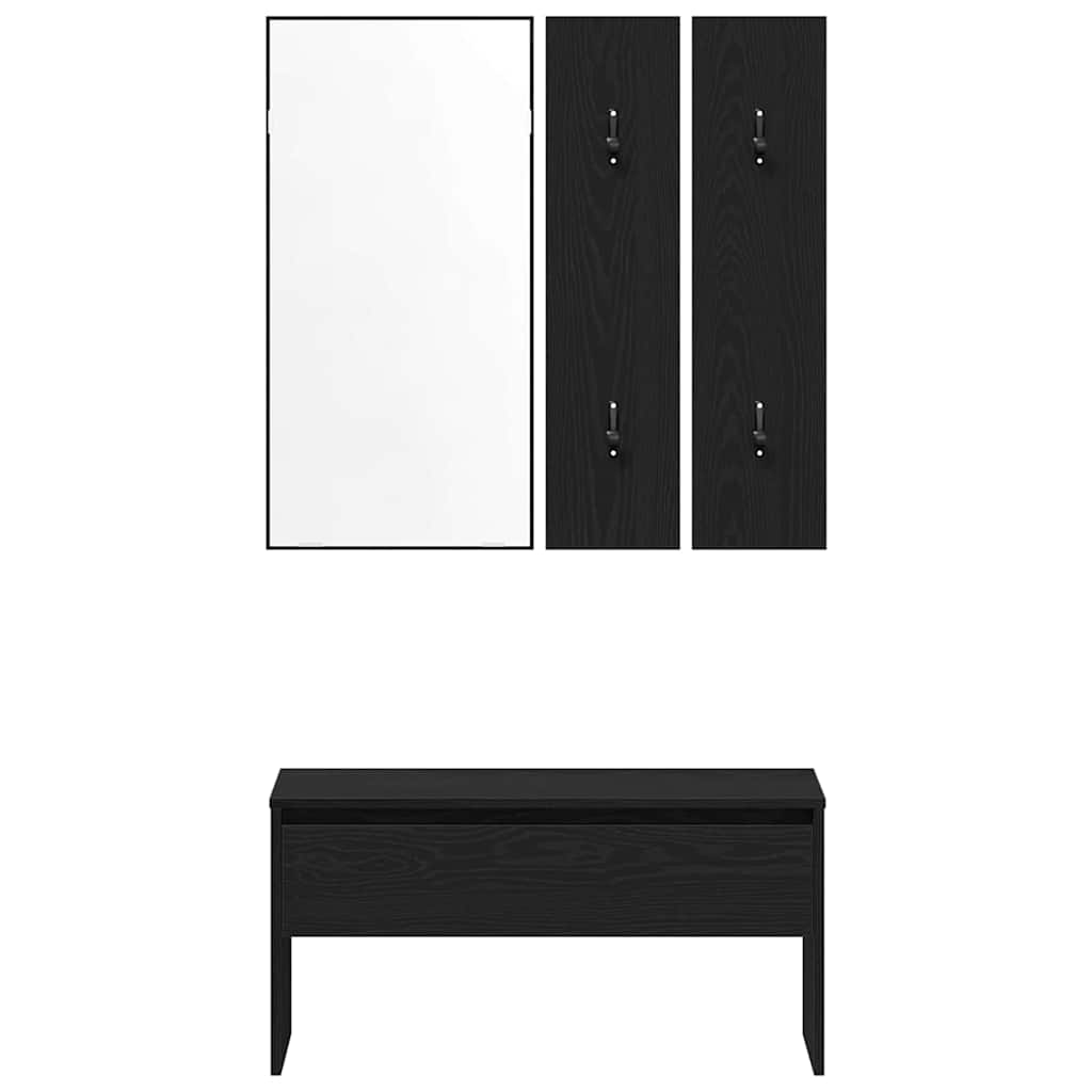 Flurmöbel-Set 4 pcs Schwarz Eichen-Optik Holzwerkstoff