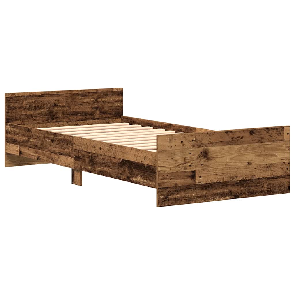 Bettgestell ohne Matratze Altholz-Optik 75x190 cm Holzwerkstoff