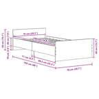 Bettgestell ohne Matratze Altholz-Optik 75x190 cm Holzwerkstoff