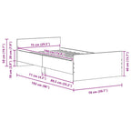 Bettgestell ohne Matratze Artisan-Eiche 75x190 cm Holzwerkstoff