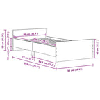 Bettgestell ohne Matratze Schwarz Eichen-Optik 90x200 cm