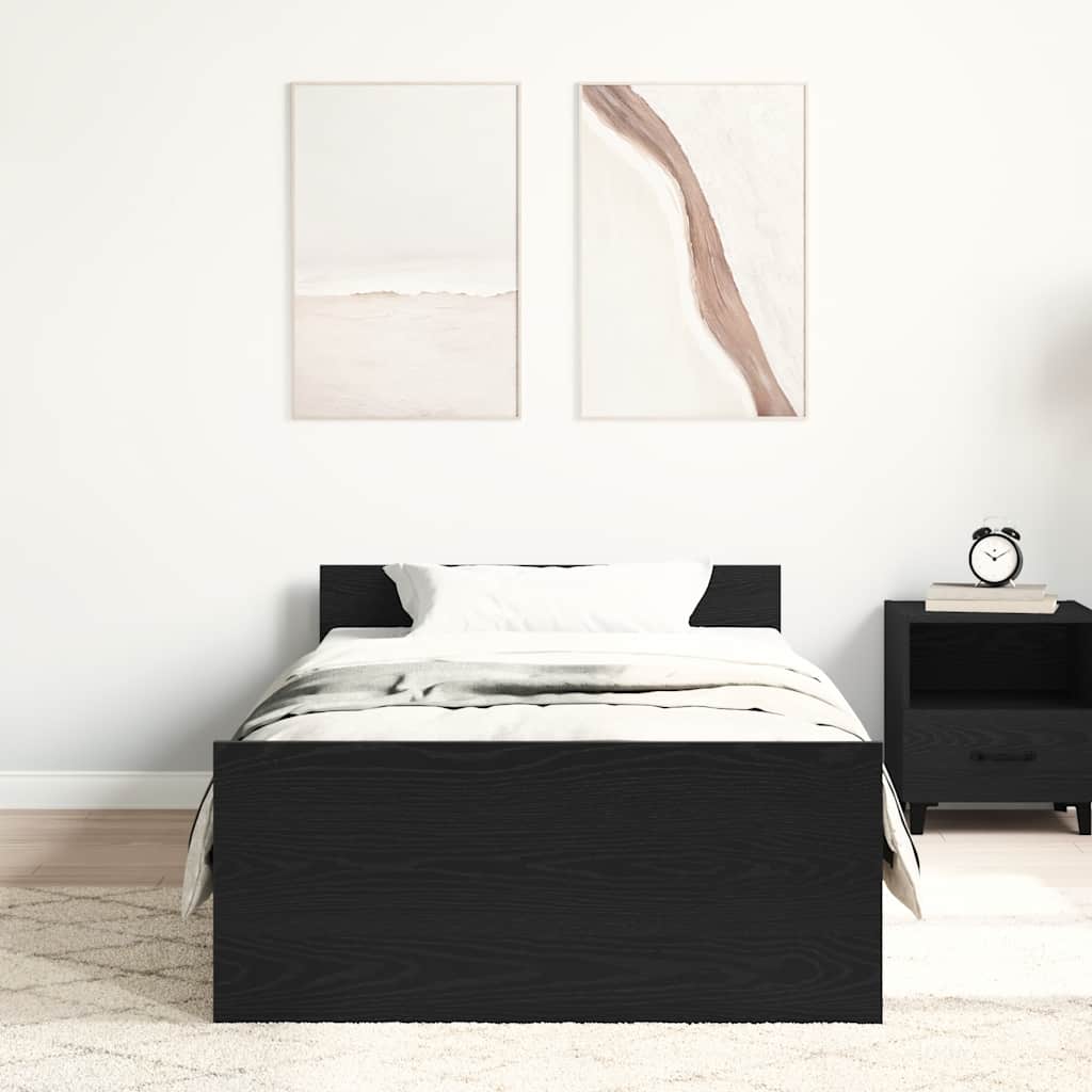 Bettgestell ohne Matratze Schwarz Eichen-Optik 100x200 cm