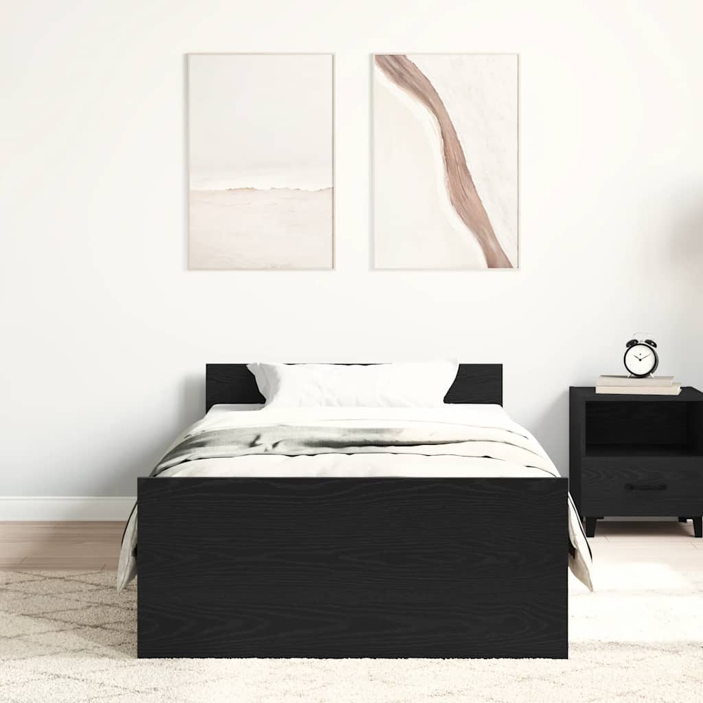Bettgestell ohne Matratze Schwarz Eichen-Optik 90x190 cm
